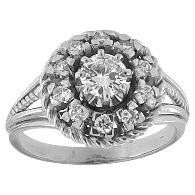 Bague cocktail rétro HRD certifiée avec diamants naturels