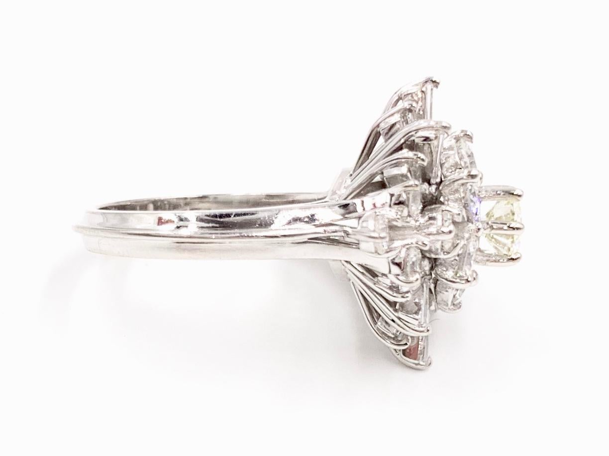 Women's Retro White Gold Diamond Cluster Ring For Sale