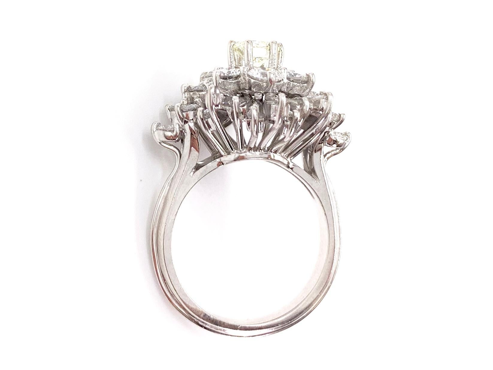 Retro White Gold Diamond Cluster Ring For Sale 1