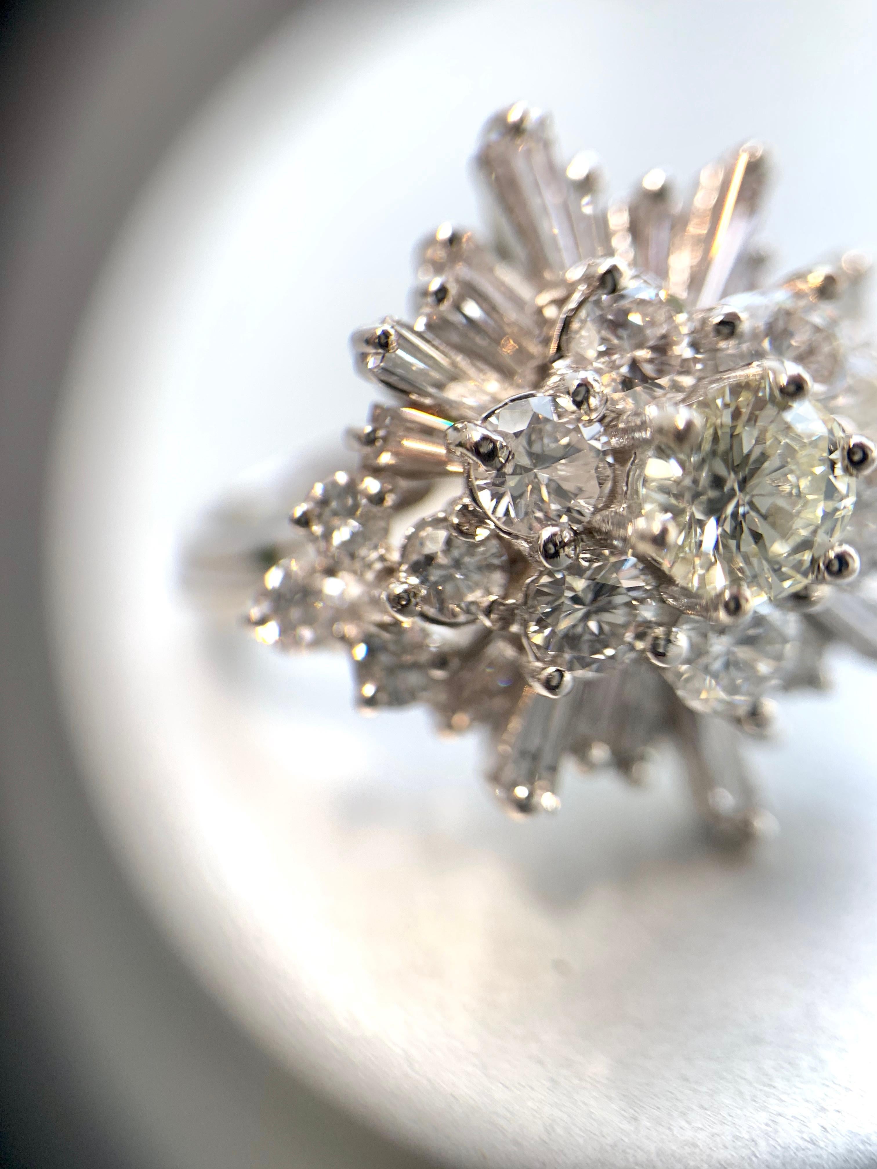 Retro White Gold Diamond Cluster Ring For Sale 4