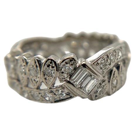 Retro White Gold Eternity Diamond Band For Sale