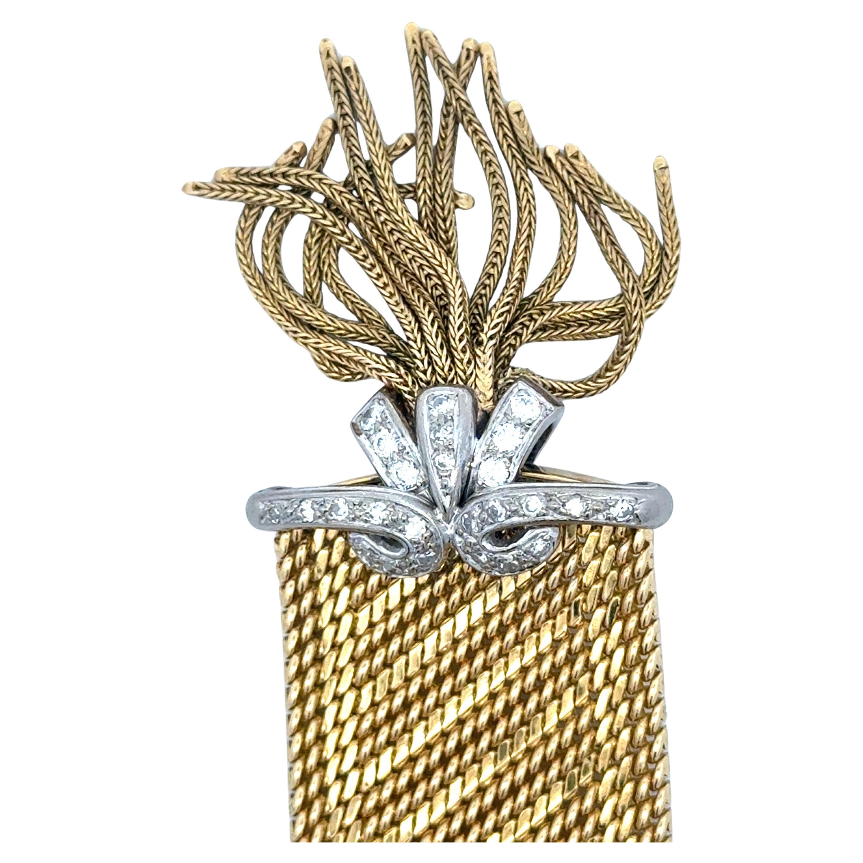De las mujeres Pulsera retro con cierre de borla y hebilla ancha de diamantes 1,50 CTS Oro de 18 quilates 107,3 gramos en venta