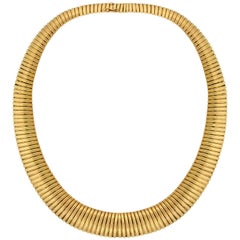 Retro Wide Graduating Gooseneck Gold Chain Necklace