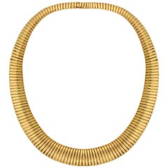 Retro Wide Graduating Gooseneck Gold Chain Necklace