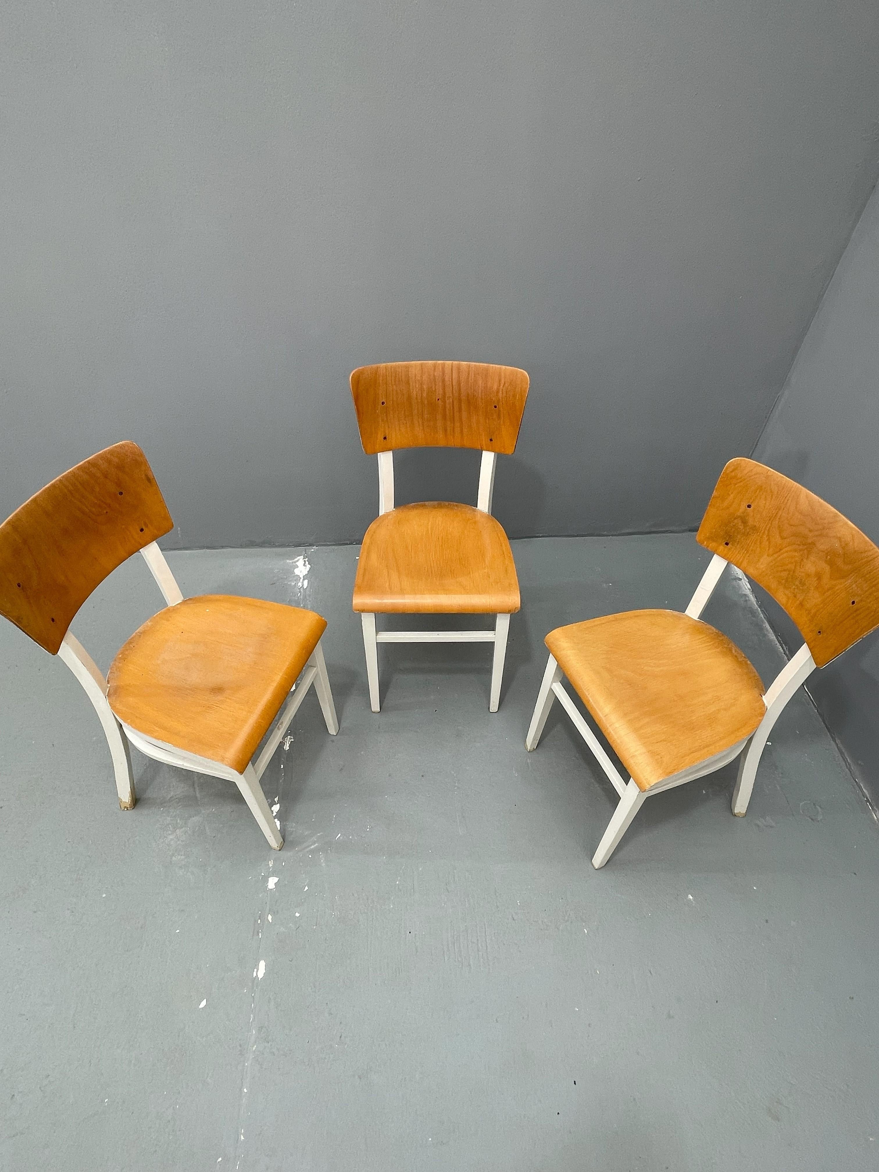 Sedie da cucina retrò in legno, anni '50, Cecoslovacchia, set di 3 in vendita 7