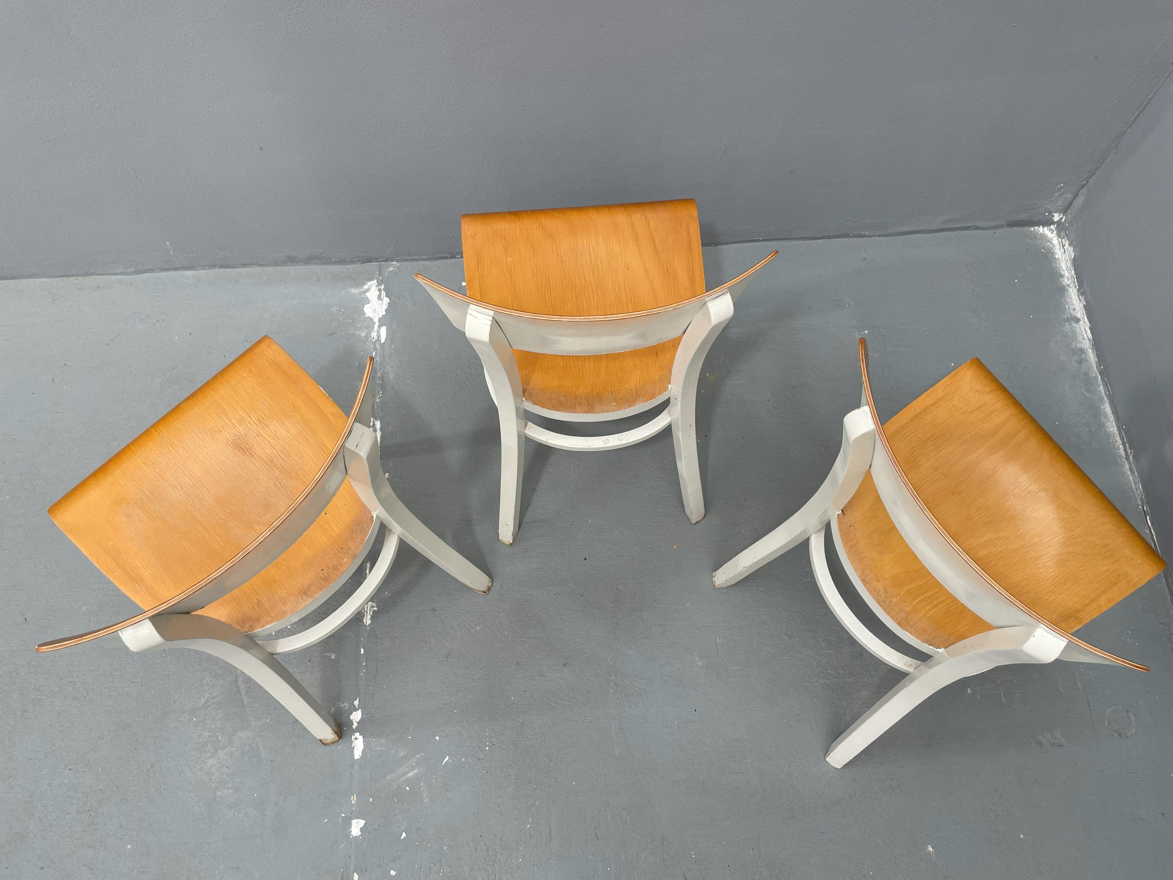 Sedie da cucina retrò in legno, anni '50, Cecoslovacchia, set di 3 in vendita 3