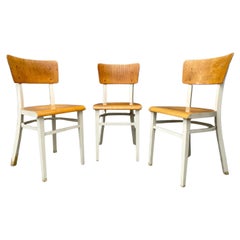 Vintage wooden kitchen chairs, 1950's, Czechoslovakia, set of 3