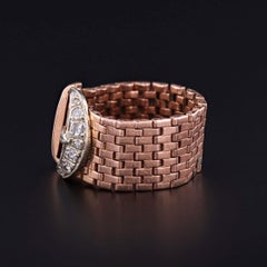 Retro Woven Buckle Ring of 14k Rose Gold, Circa 1940s