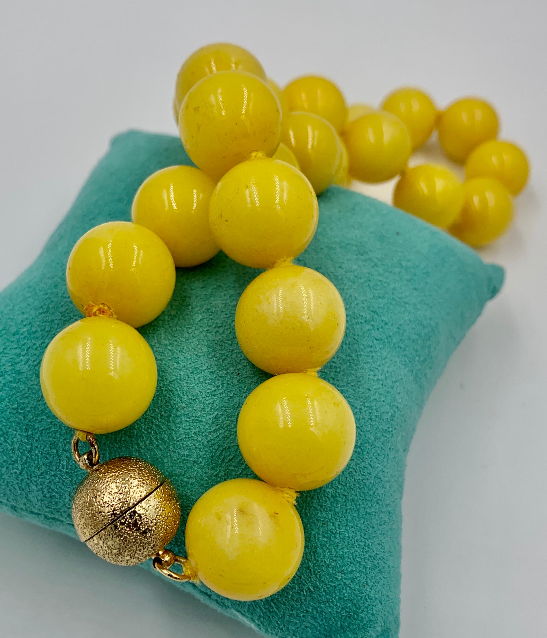 Ball Cut Retro Yellow Chalcedony Necklace Beads