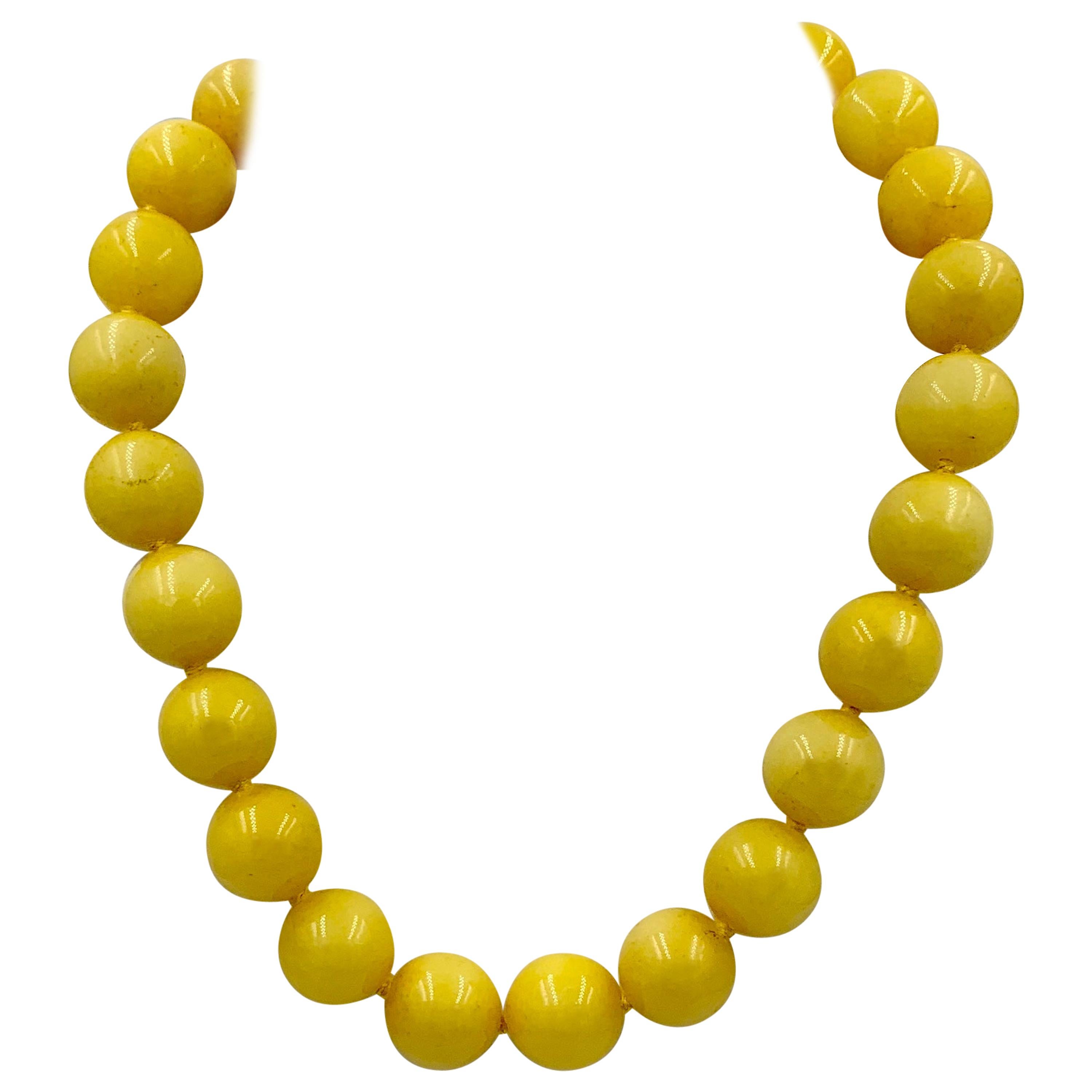 Retro Yellow Chalcedony Necklace Beads
