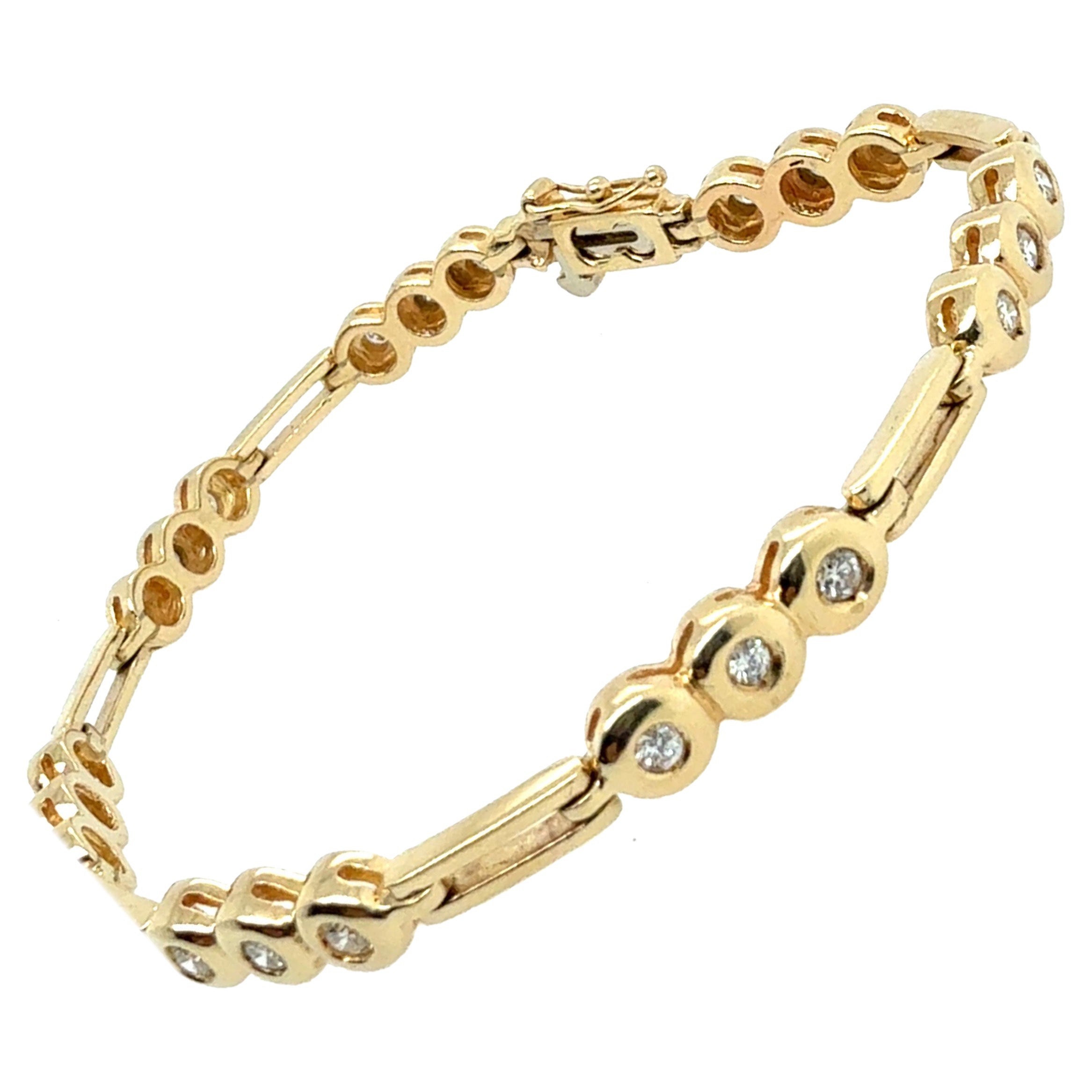 Bracelet rétro en or jaune 0,65 carat diamant naturel incolore Circa 1980