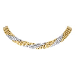 Retro Yellow Gold and Diamond Chain Link Necklace