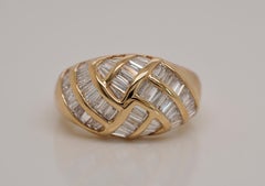 Retro Yellow Gold Baguette Diamond Dome Ring