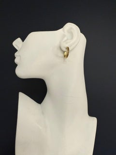 Retro Yellow Gold Beaded Hoop Earrings 20 mm Diameter