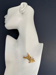 Broche rétro en or jaune "Oiseaux sur une Branch" Circa 1985