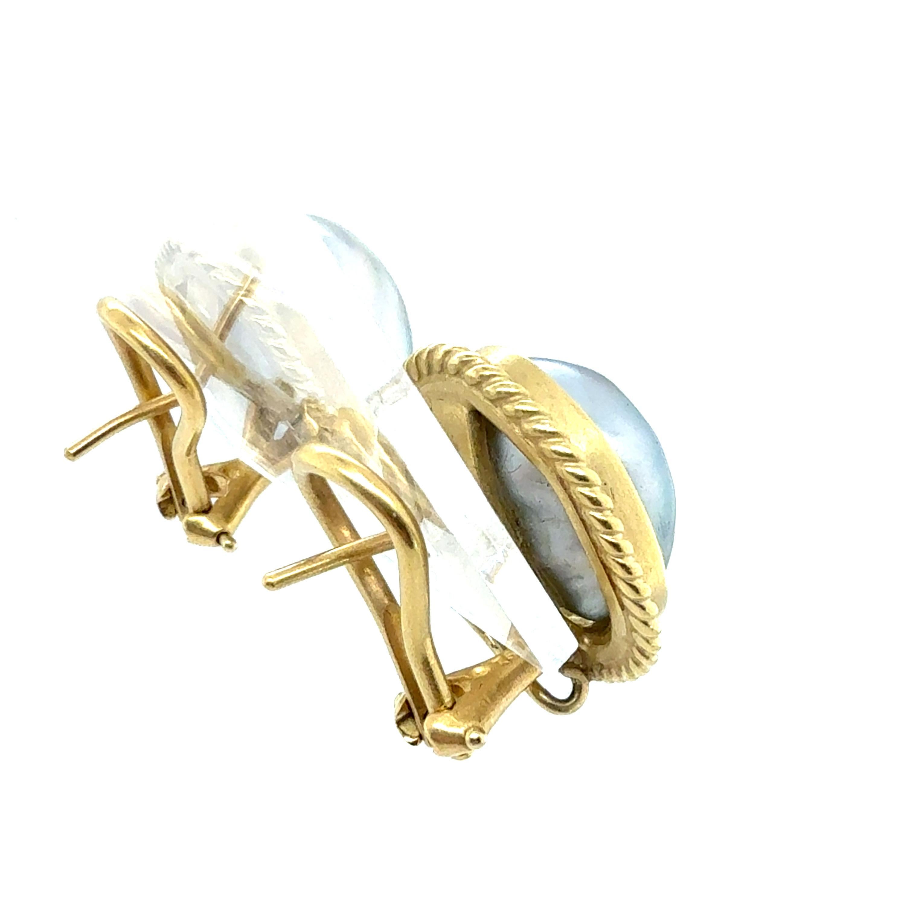 Donna Orecchini con perle barocche nere di Tahiti in oro giallo retrò Circa 1995 in vendita