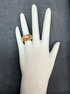 Retro Yellow Gold Cabochon Sunstone Feldspar Cocktail Ring, Circa 1980