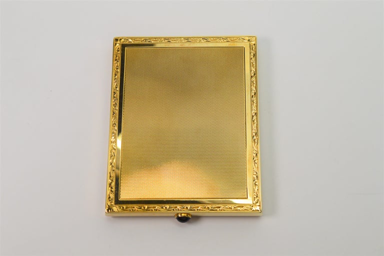 Antique 9 Karat Yellow Gold Hinged Cigarette Case/ Box with Elastic Holder  For Sale at 1stDibs