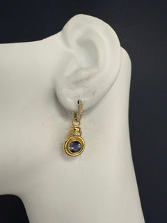 Pendientes Retro de Oro Amarillo con Diamantes Naturales y Tsavoritas
