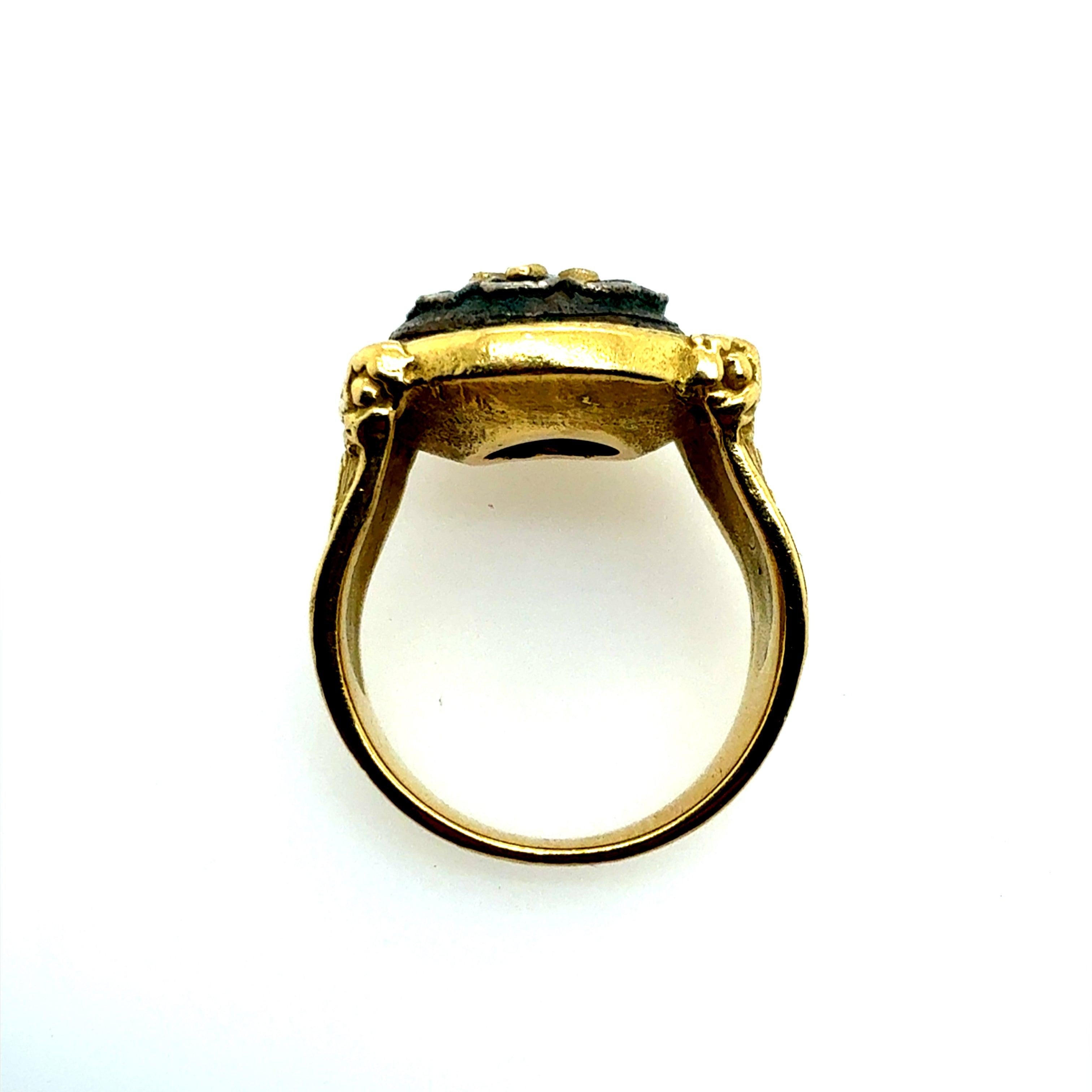 Retro Yellow Gold Floral Petal Medallion Style Statement Ring Circa 1985 For Sale 1