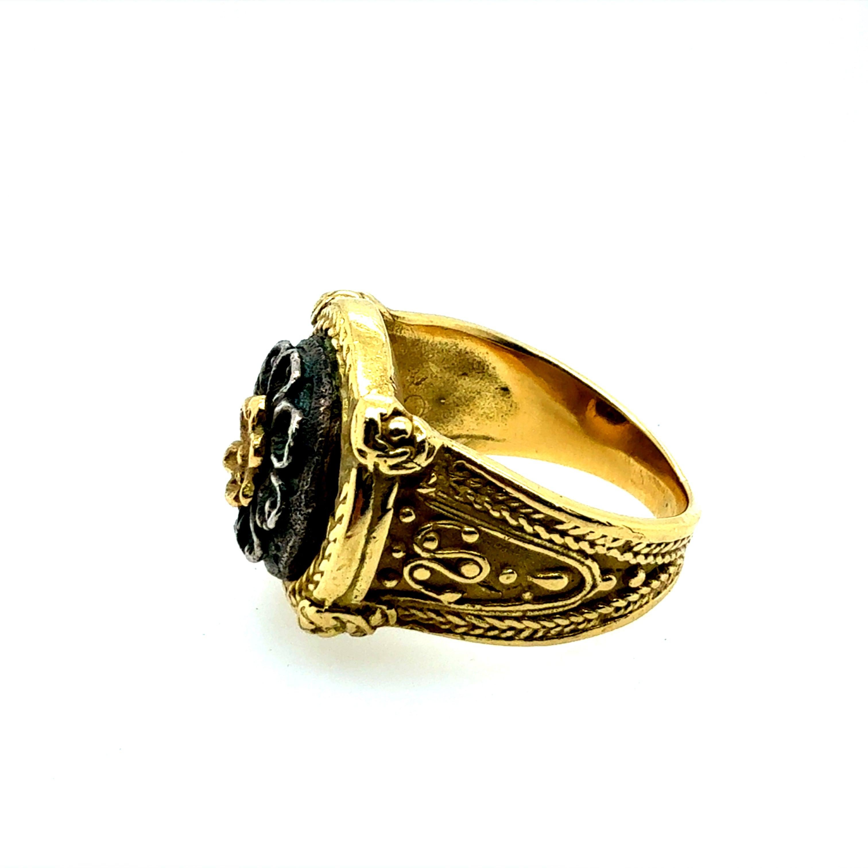 Retro Yellow Gold Floral Petal Medallion Style Statement Ring Circa 1985 For Sale 3