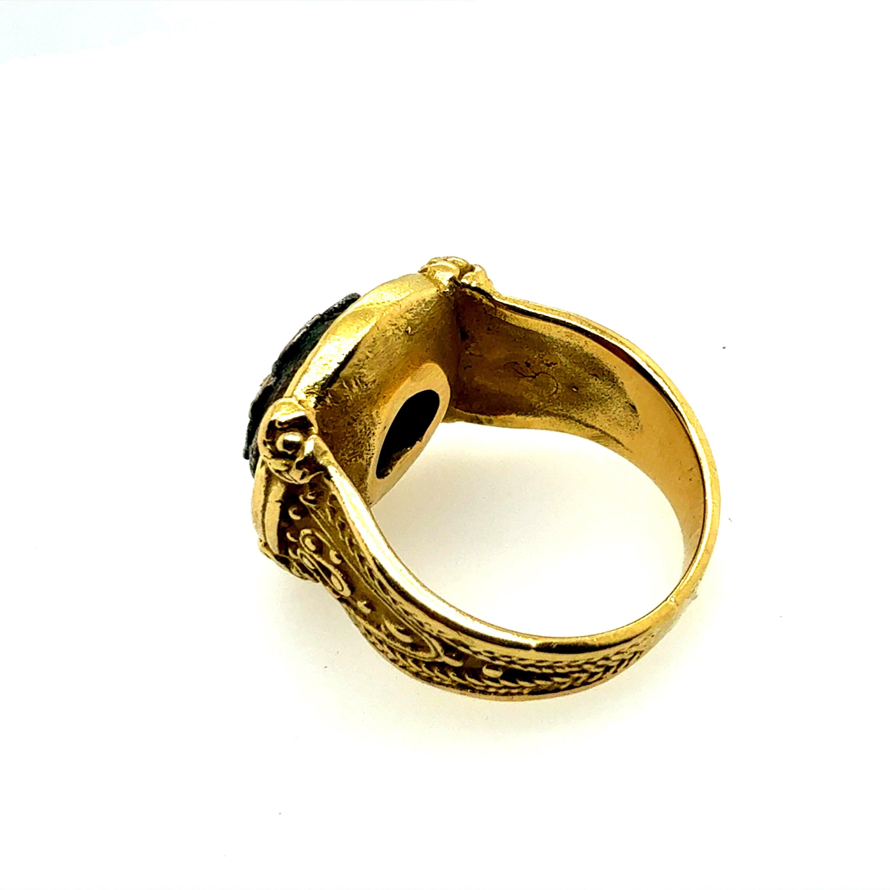 Retro Yellow Gold Floral Petal Medallion Style Statement Ring Circa 1985 For Sale 4