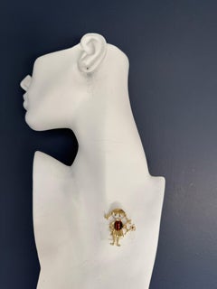 Retro Yellow Gold Flower Girl Pendant and Brooch Circa 1990