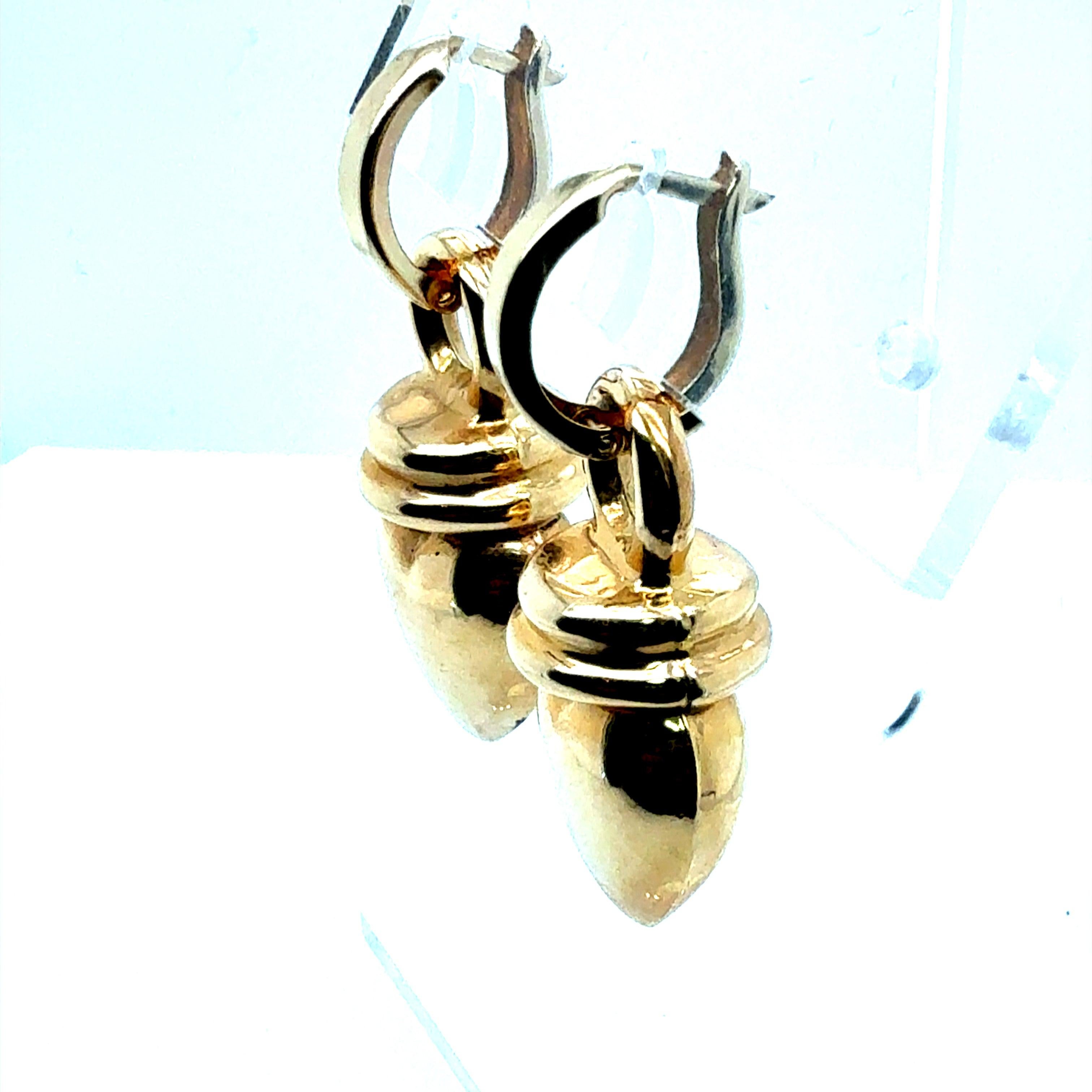 Women's Retro Yellow Gold Heart Shape Drop Enhancer Statement Earrings Lightweight For Sale