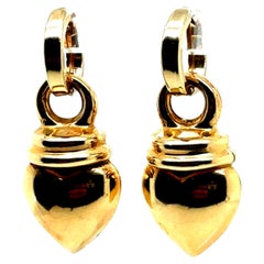 Retro Yellow Gold Heart Shape Drop Enhancer Statement Earrings Lightweight