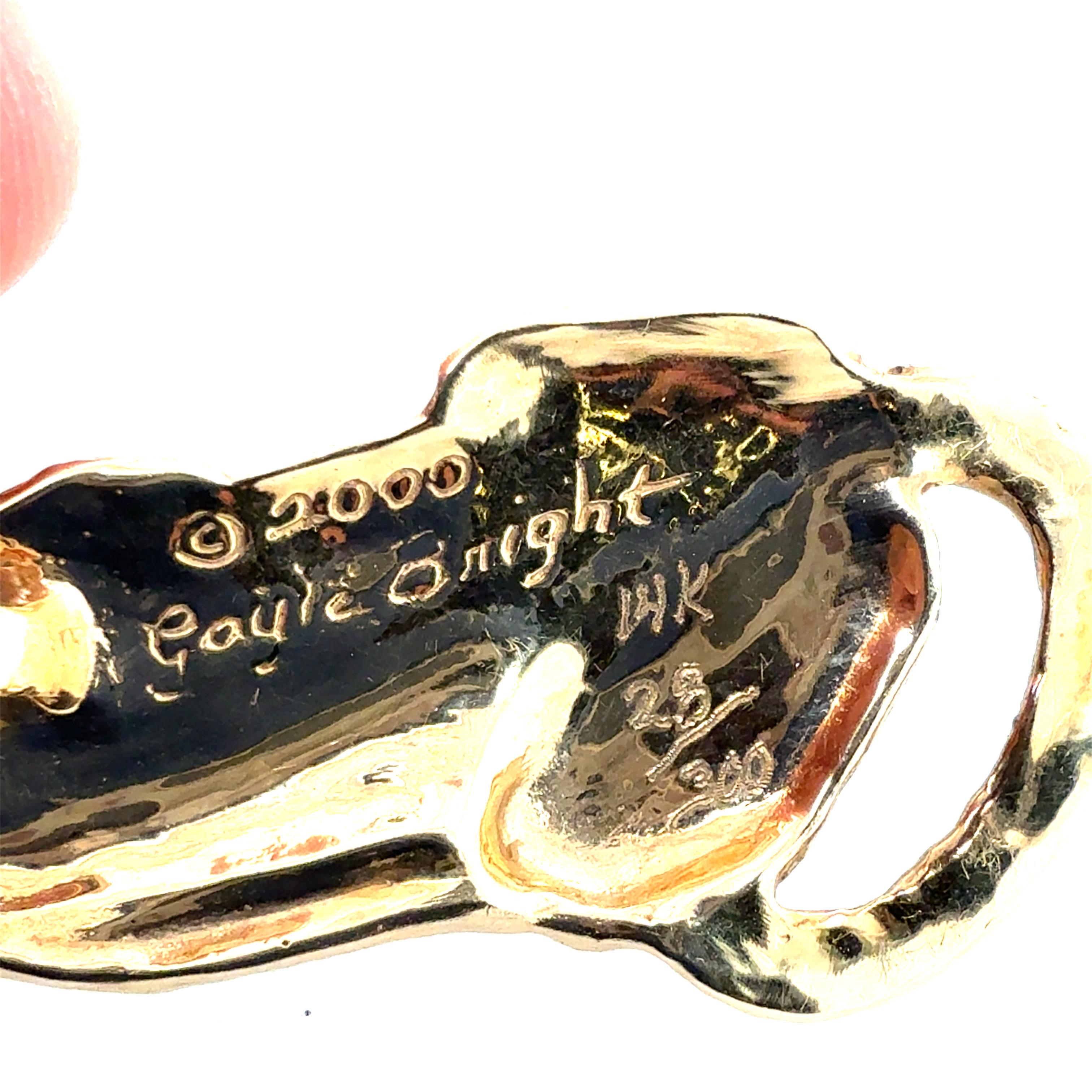 Pendentif léopard rétro en or jaune numéroté 28/300 par Gayle Knight Bon état - En vente à Los Angeles, CA