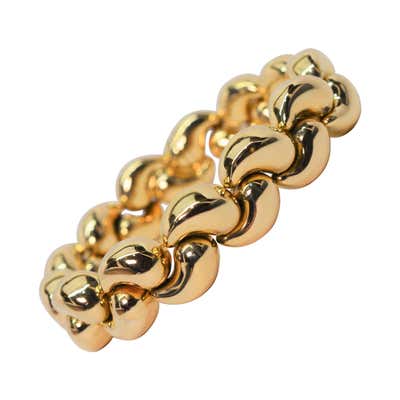 Retro 14 Karat Yellow Gold Bubble Link Bracelet For Sale at 1stDibs
