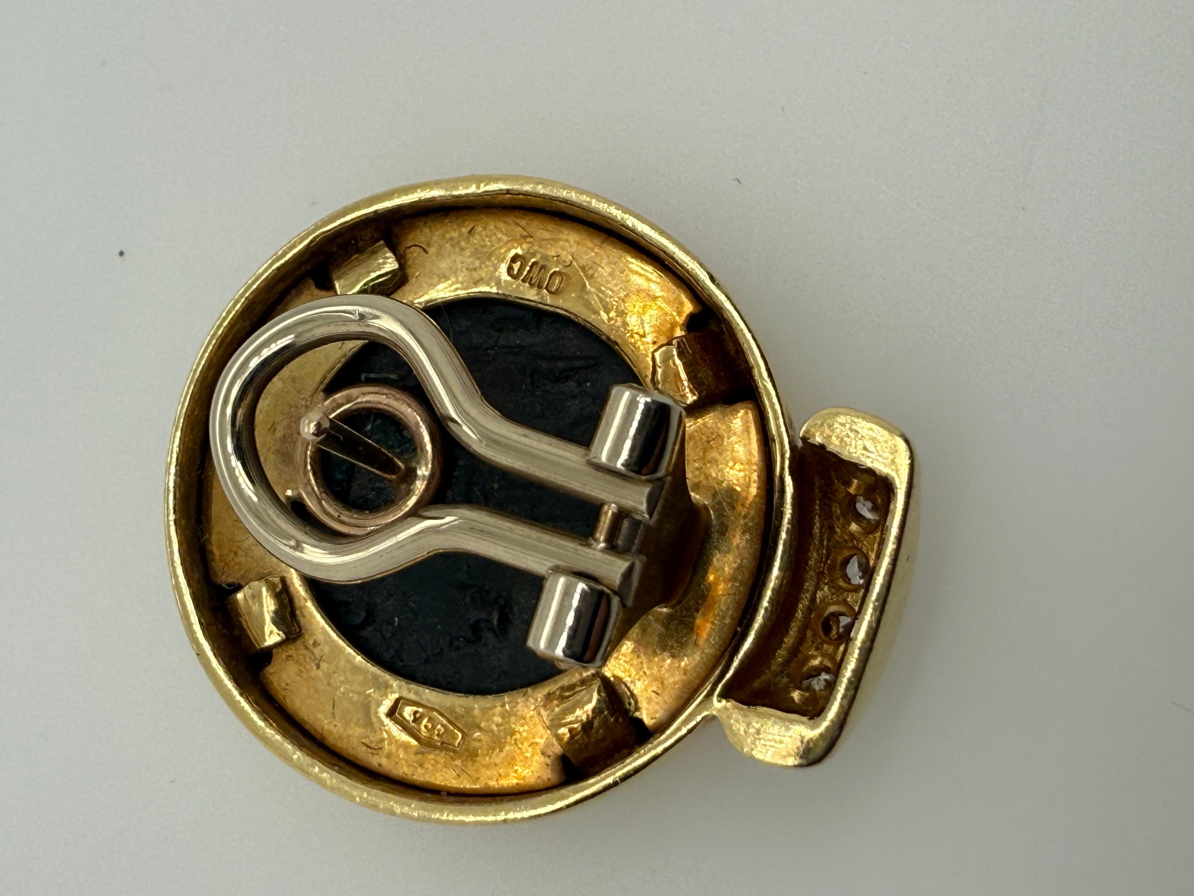Retro-Gelbgold Römische Konstantin-Münze und natürlicher Diamant Statement-Ohrringe im Angebot 3