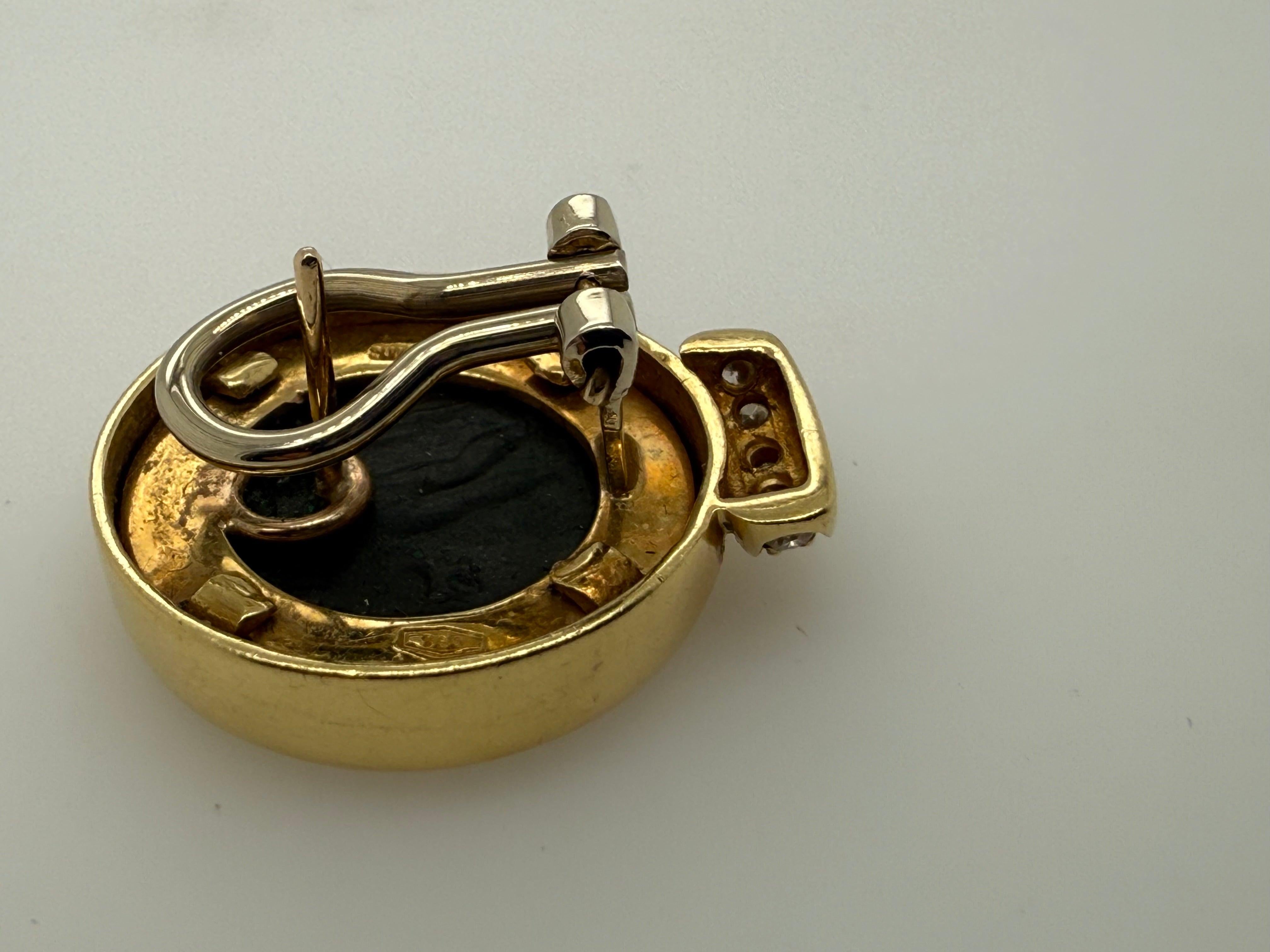 Retro-Gelbgold Römische Konstantin-Münze und natürlicher Diamant Statement-Ohrringe im Angebot 4