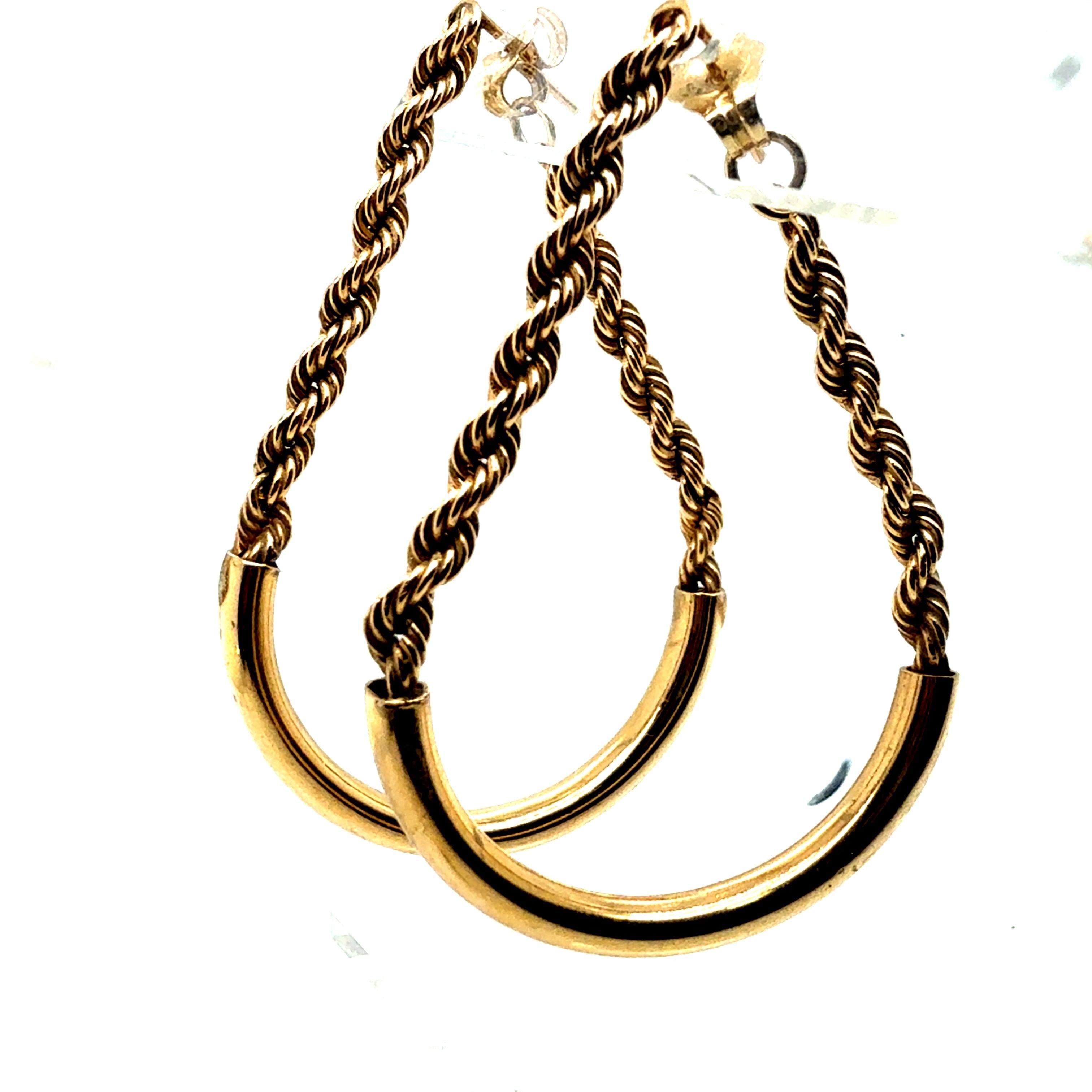 Retro Gelbgold Seil Kette und Halbmond Ohrringe CIRCA 1980 im Angebot 3