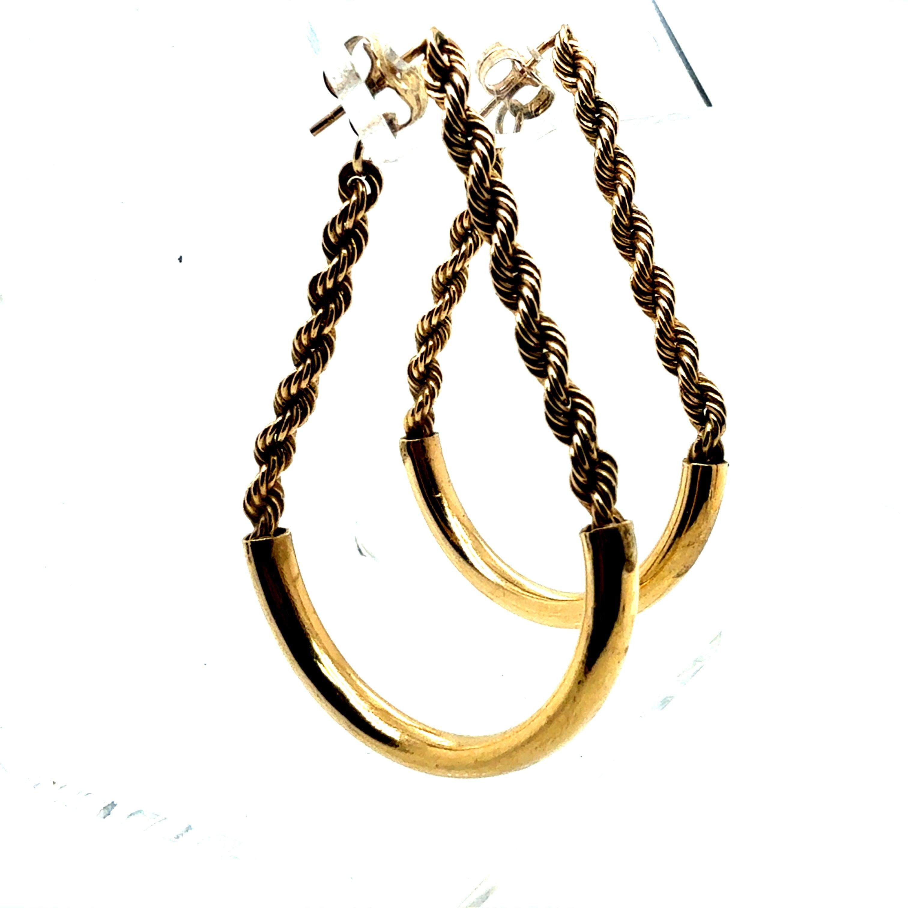 Retro Gelbgold Seil Kette und Halbmond Ohrringe CIRCA 1980 im Angebot 4
