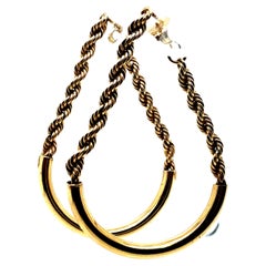 Retro Gelbgold Seil Kette und Halbmond Ohrringe CIRCA 1980