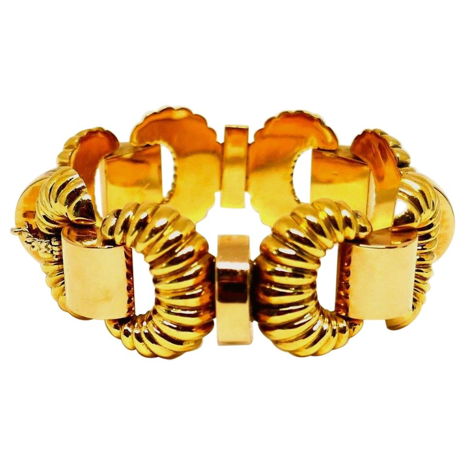 RENE BOIVIN Amethyst Gold Link Bracelet at 1stDibs