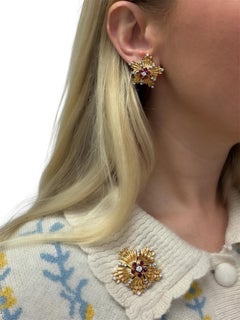 Retro, Yellow Gold, Ruby and Diamond Star Set