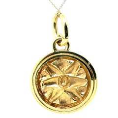 Retro Yellow Gold Six-Point Circular Sun Medallion Pendant Circa 1990