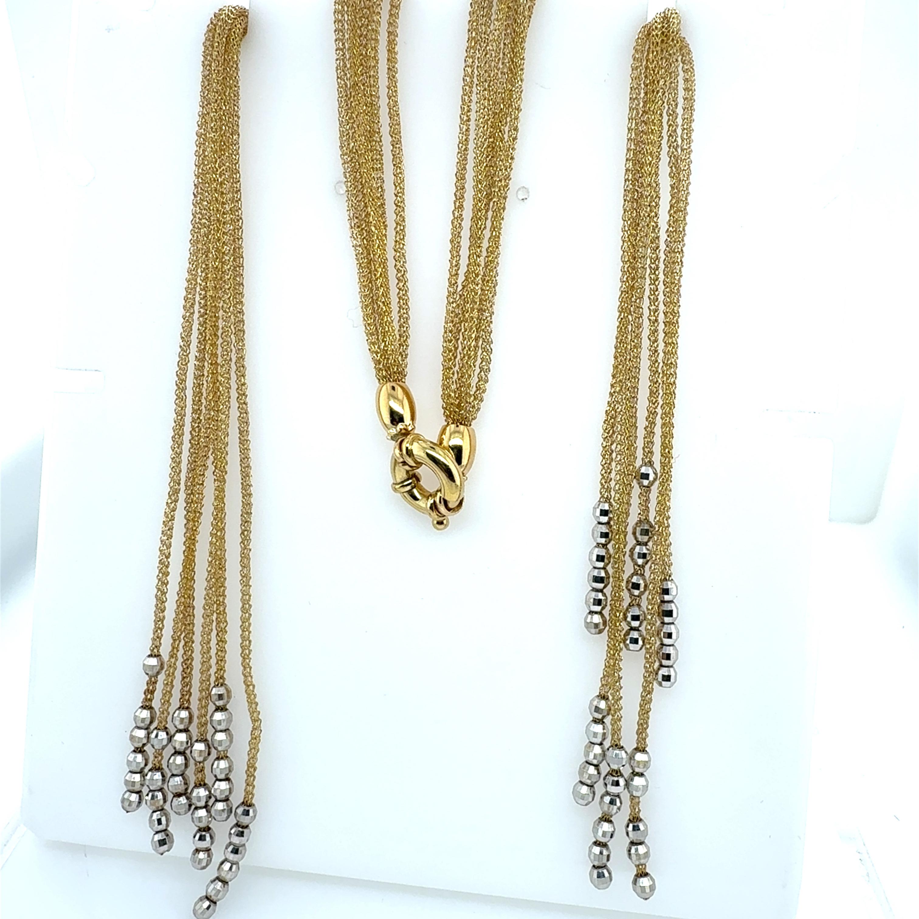 Rétro Collana retrò in oro giallo a sei fili intrecciati da 36 pollici CIRCA 1980 in vendita