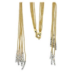 Retro Yellow Gold Six-Strand Woven 36 Inch Chain Necklace Circa 1980