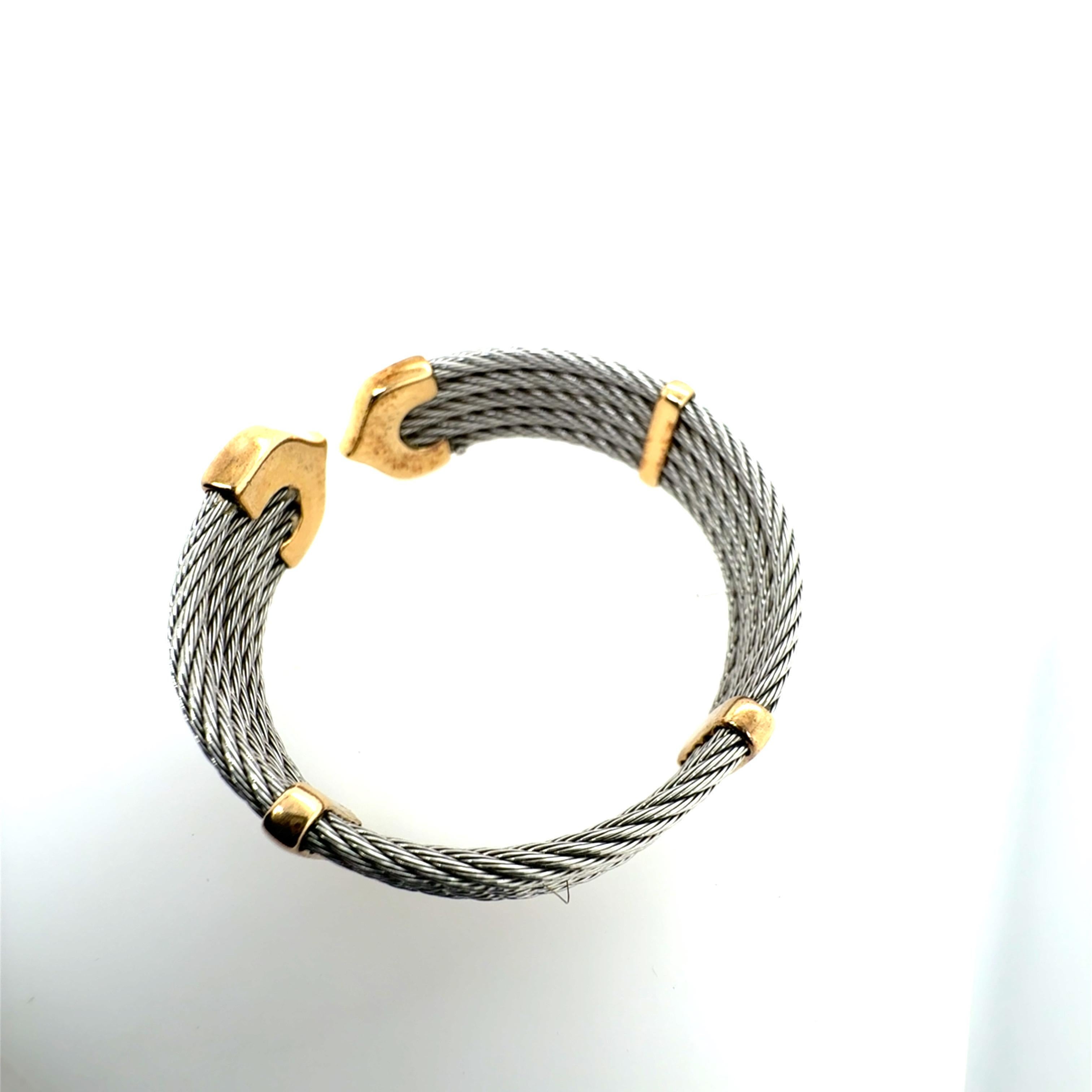 Brazalete flexible retro de oro amarillo y acero con diamante natural de 0,50 quilates Italia 1990 en Bueno estado para la venta en Los Angeles, CA