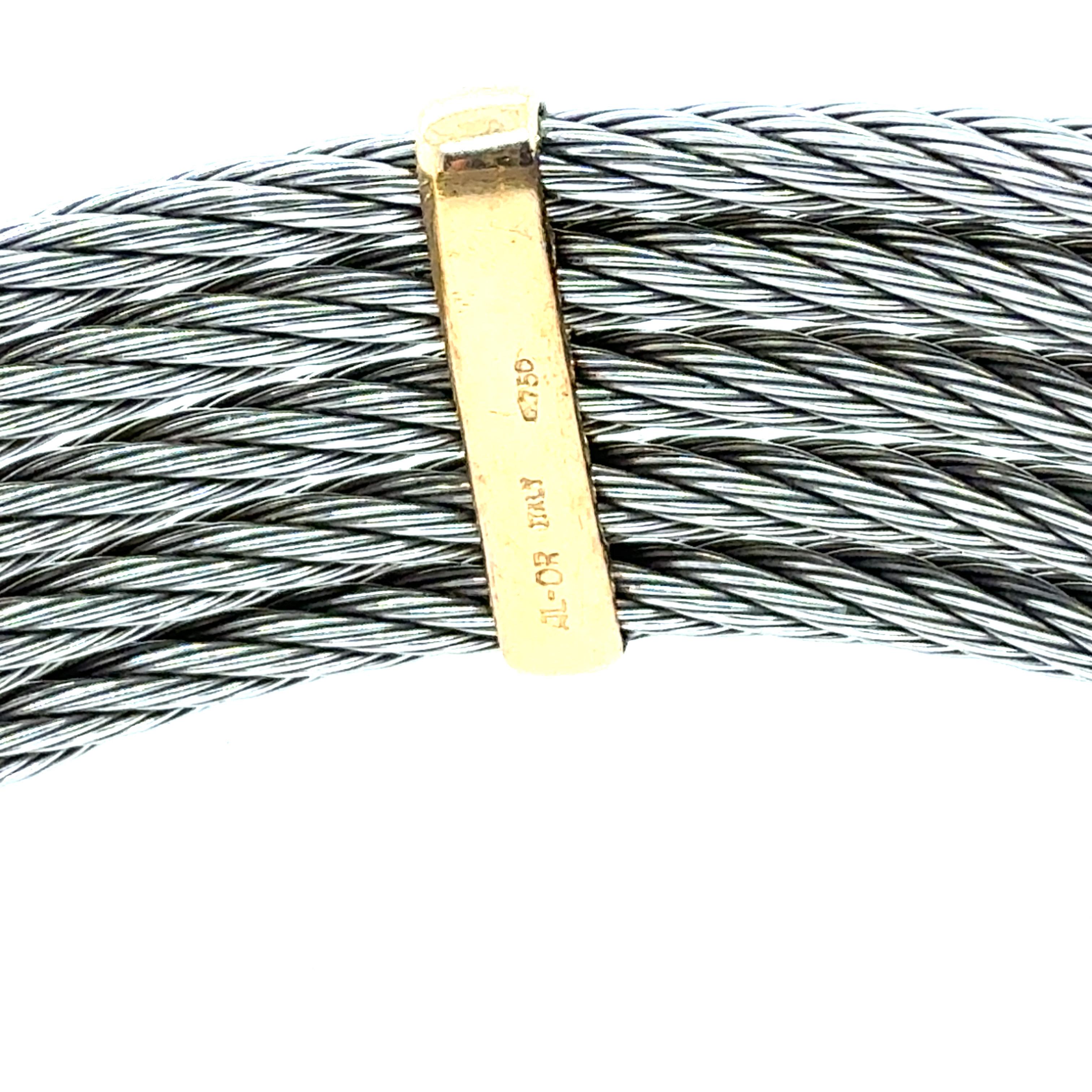 De las mujeres Brazalete flexible retro de oro amarillo y acero con diamante natural de 0,50 quilates Italia 1990 en venta