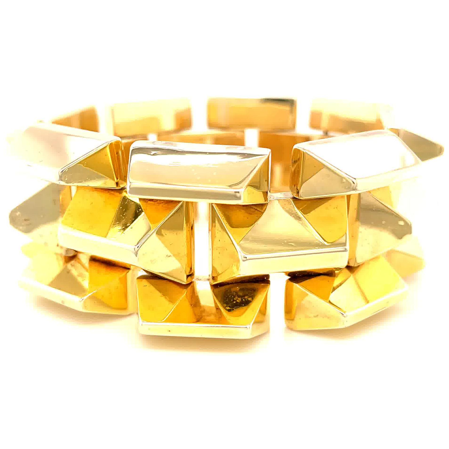 Retro Yellow Gold Tank Bracelet In Excellent Condition In Beverly Hills, CA