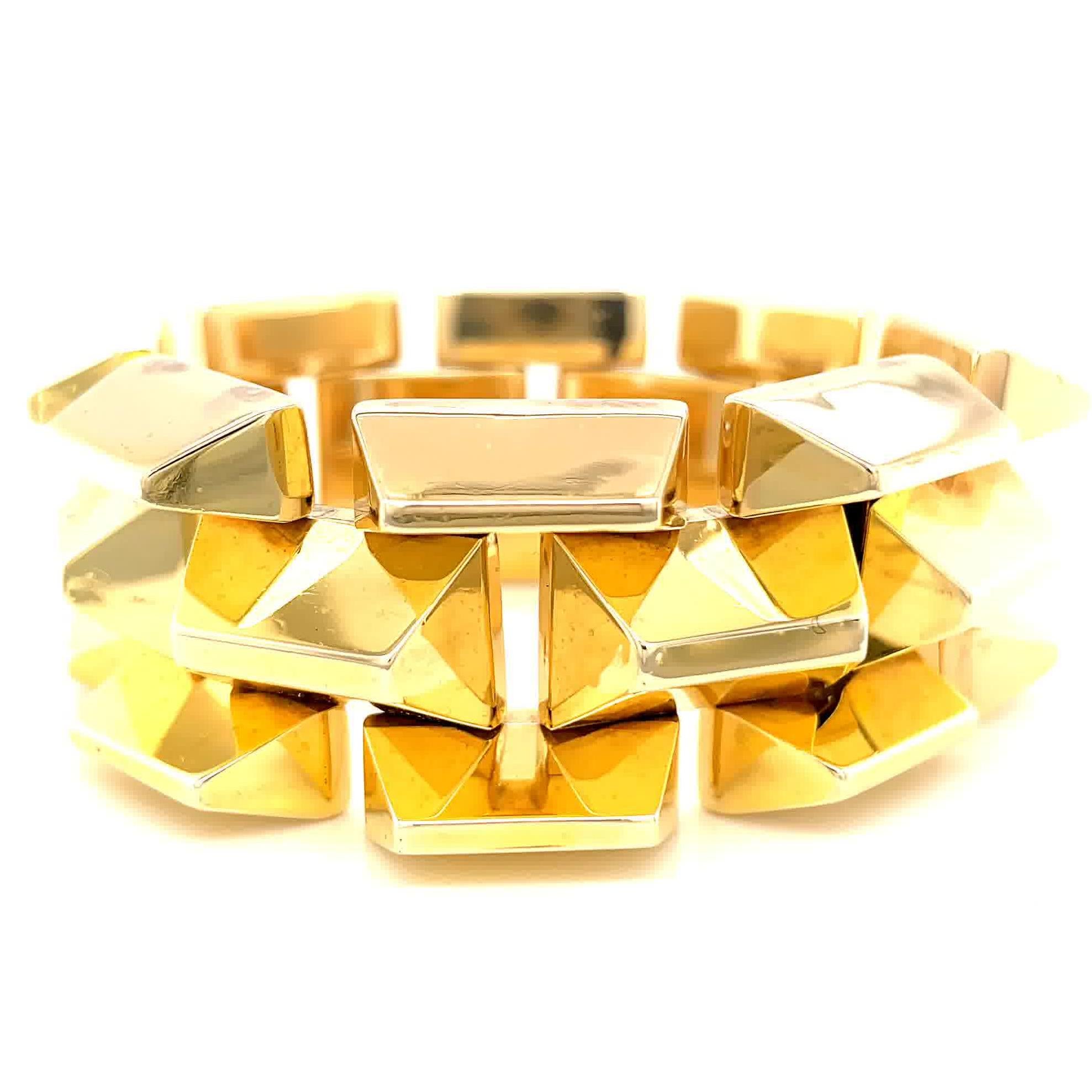 Women's or Men's Retro Yellow Gold Tank Bracelet