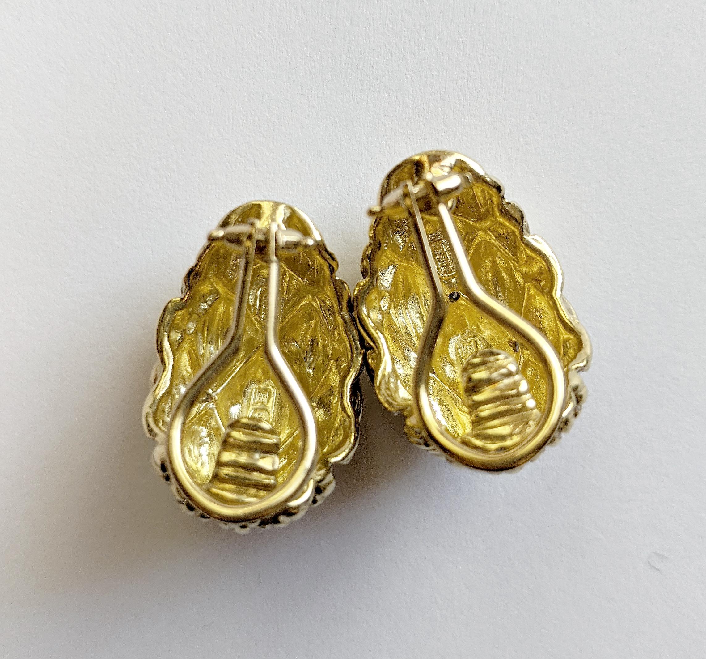 Retro Yellow Gold-Topped Sterling Silver Earrings with Diamonds In Good Condition In NEW ORLEANS, LA