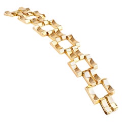 Retro Yellow Gold Wide Link Bracelet