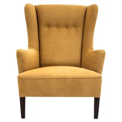 Retro Yellow Wingback Armchair, 1950s