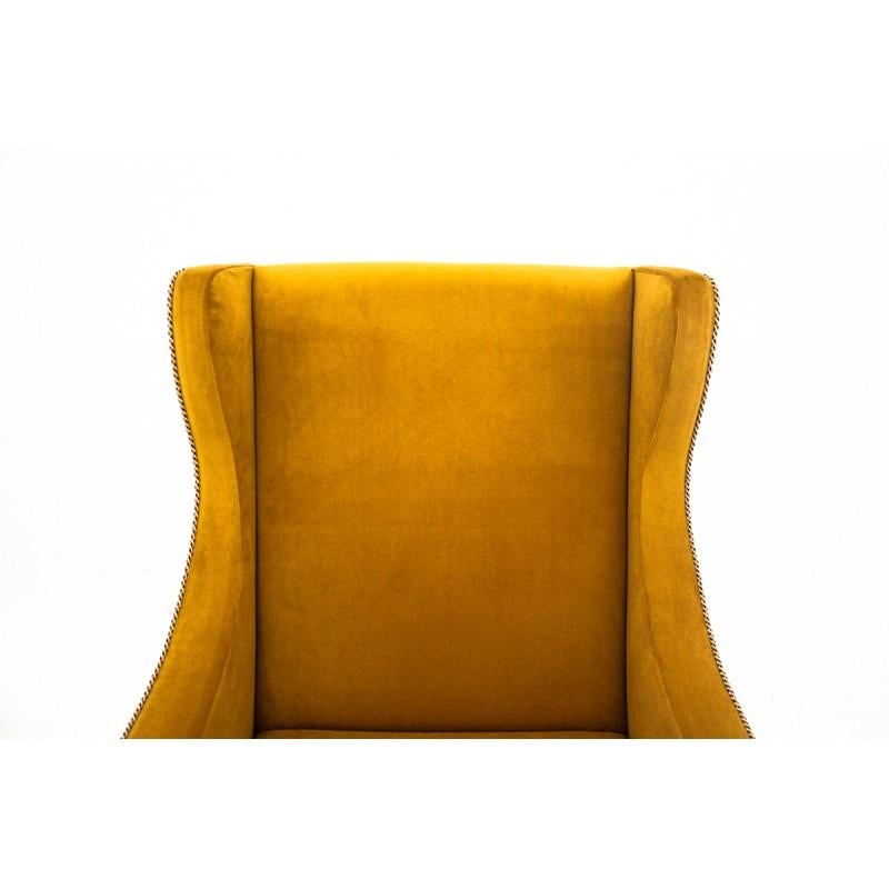 Mid-20th Century Retro Yellow Wing Chair, Polish Design, 1950s