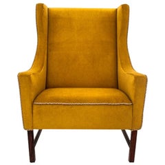 Vintage Yellow Wing Chair, Polish Design, 1950s